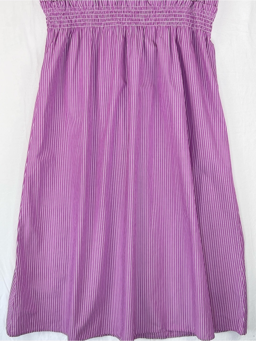 Loft Striped Poplin Midi Dress XL Lavender Purple Cotton Casual Boat Neck Preppy - Picture 7 of 13